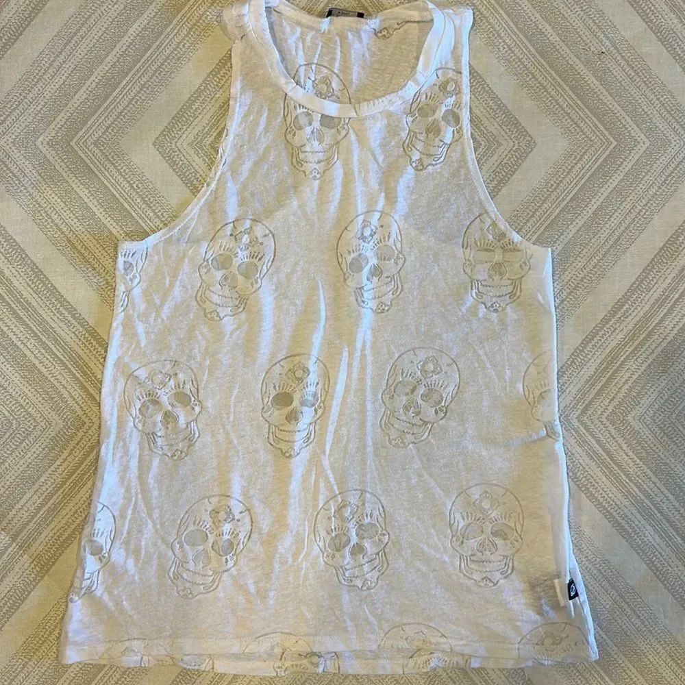 Terez White with Sheer Skulls Racerback Tank Top